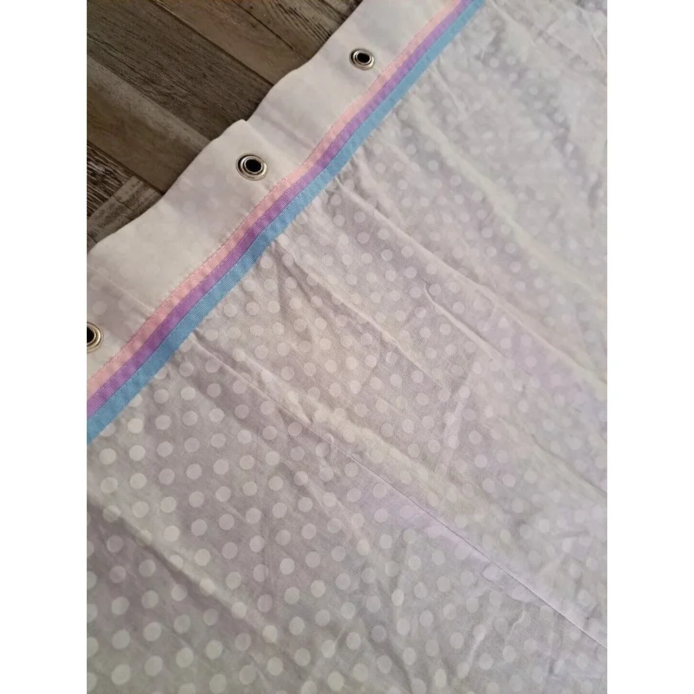 Fabric Shower Curtain Gingham Ruffled Polka Dot Pink Blue Purple Fun Colorful